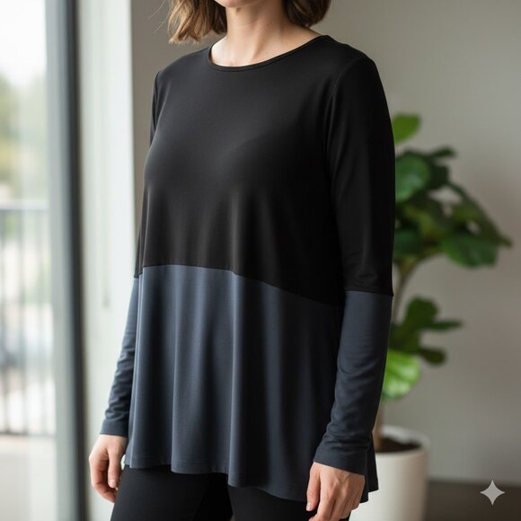 Norma Kamali Tops - 🖤💙 Norma Kamali Cowl Neck Color Block Top – Size L (40)